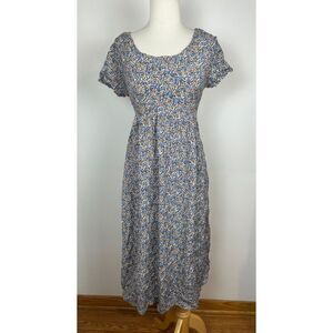 Vintage 90s Floral Grunge Prairie Cottagecore Dress A Line Midi 9/10 Fairy